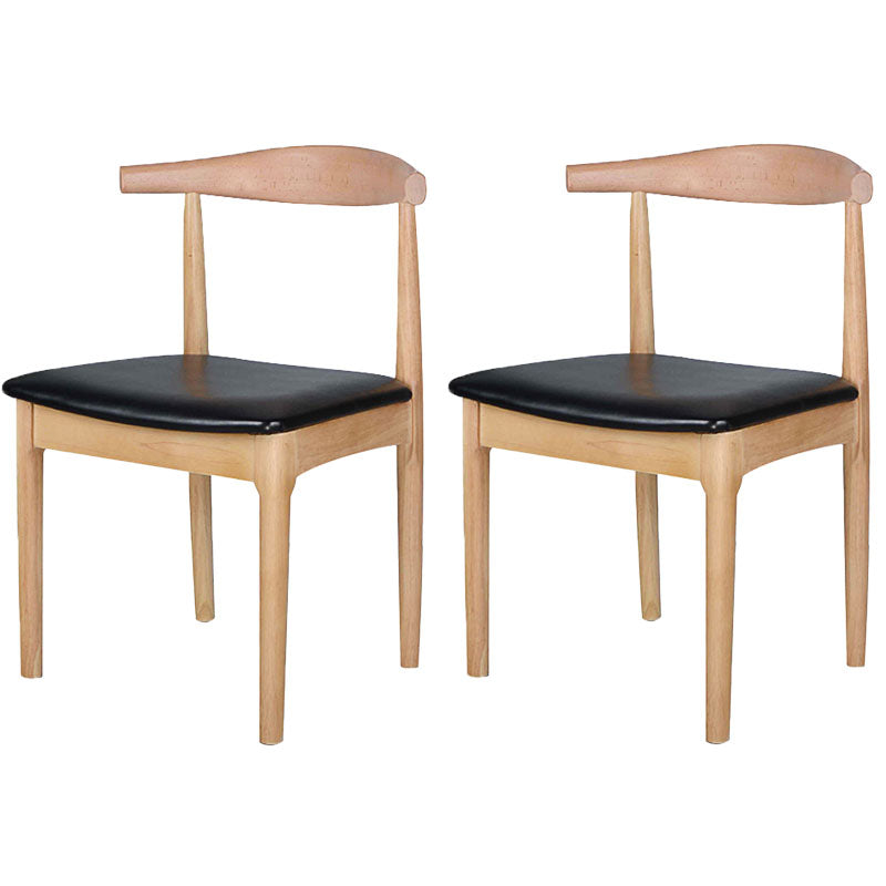 Scandinavian Rubberwood Open Back Side Chair Walnut Upholstered Dining Chair Black 2 Piece Set Natural Wood Clearhalo ' kitchen&dining_furn' 'Dining Chairs' 'Dining Tables & Seating' 'dining_chair' 'furn' 'furn_dining_chair' 'Furniture' 'furniture_dining_chair' 'Kitchen & Dining Furniture' 'kitchen' 4458164