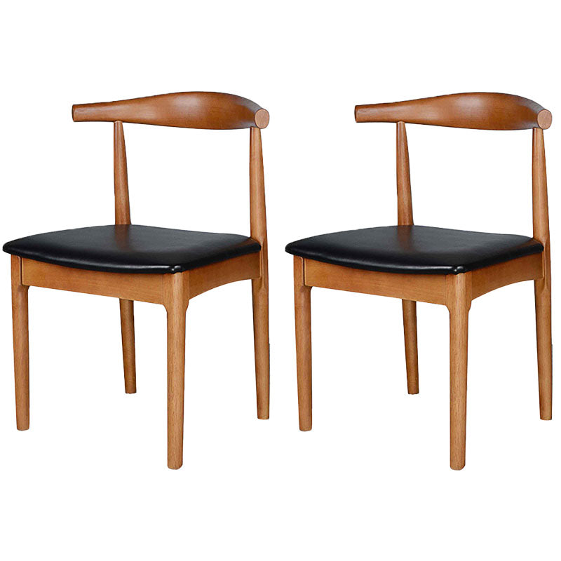 Scandinavian Rubberwood Open Back Side Chair Walnut Upholstered Dining Chair Black 2 Piece Set Walnut Clearhalo ' kitchen&dining_furn' 'Dining Chairs' 'Dining Tables & Seating' 'dining_chair' 'furn' 'furn_dining_chair' 'Furniture' 'furniture_dining_chair' 'Kitchen & Dining Furniture' 'kitchen' 4458166