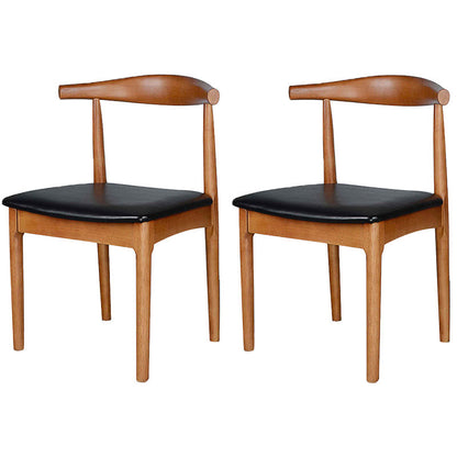 Scandinavian Rubberwood Open Back Side Chair Walnut Upholstered Dining Chair Black 2 Piece Set Walnut Clearhalo ' kitchen&dining_furn' 'Dining Chairs' 'Dining Tables & Seating' 'dining_chair' 'furn' 'furn_dining_chair' 'Furniture' 'furniture_dining_chair' 'Kitchen & Dining Furniture' 'kitchen' 4458166