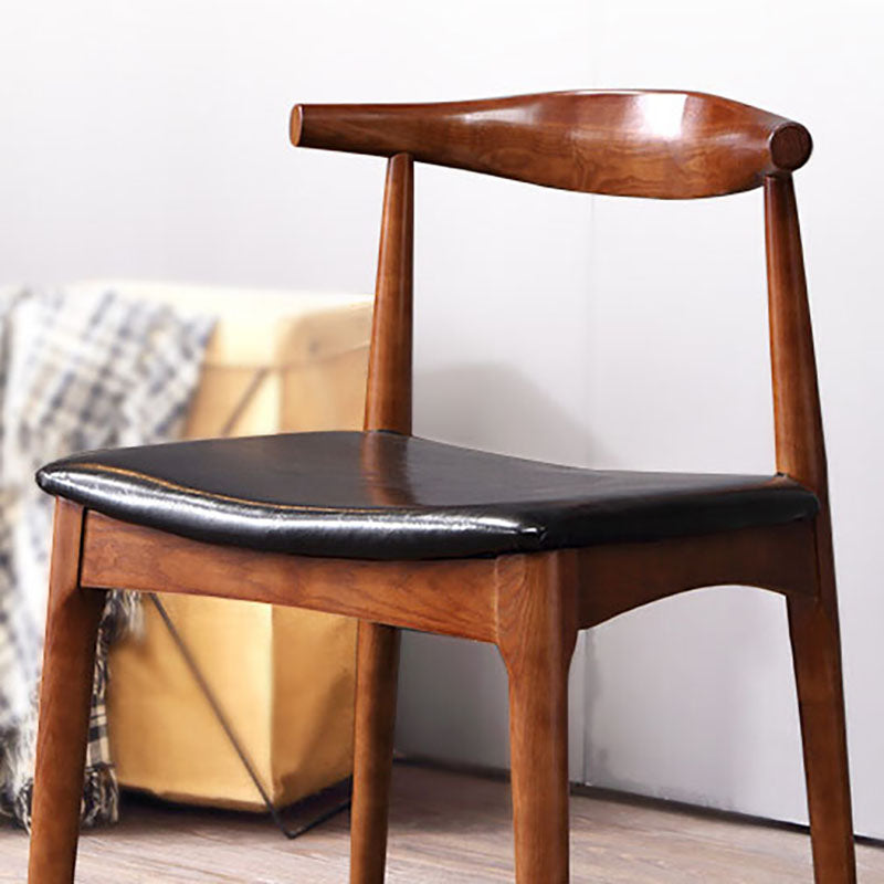 Scandinavian Rubberwood Open Back Side Chair Walnut Upholstered Dining Chair Clearhalo ' kitchen&dining_furn' 'Dining Chairs' 'Dining Tables & Seating' 'dining_chair' 'furn' 'furn_dining_chair' 'Furniture' 'furniture_dining_chair' 'Kitchen & Dining Furniture' 'kitchen' 4458167