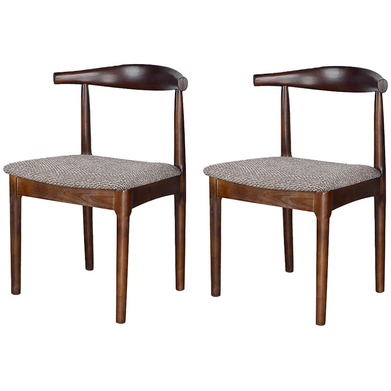 Scandinavian Rubberwood Open Back Side Chair Walnut Upholstered Dining Chair Coffee 2 Piece Set Brown Clearhalo ' kitchen&dining_furn' 'Dining Chairs' 'Dining Tables & Seating' 'dining_chair' 'furn' 'furn_dining_chair' 'Furniture' 'furniture_dining_chair' 'Kitchen & Dining Furniture' 'kitchen' 4458168