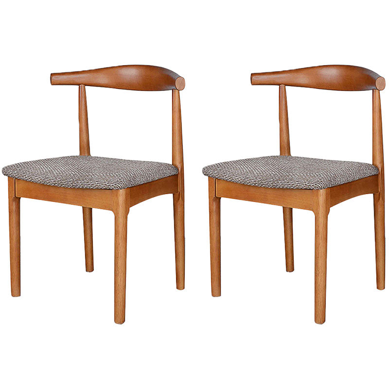 Scandinavian Rubberwood Open Back Side Chair Walnut Upholstered Dining Chair Coffee 2 Piece Set Walnut Clearhalo ' kitchen&dining_furn' 'Dining Chairs' 'Dining Tables & Seating' 'dining_chair' 'furn' 'furn_dining_chair' 'Furniture' 'furniture_dining_chair' 'Kitchen & Dining Furniture' 'kitchen' 4458170