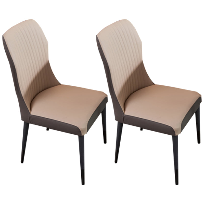 Contemporary Style Wooden Dining Chairs Kitchen Dining Armless Side Chairs Khaki 2 Piece Set Clearhalo ' kitchen&dining_furn' 'Dining Chairs' 'Dining Tables & Seating' 'dining_chair' 'furn' 'furn_dining_chair' 'Furniture' 'furniture_dining_chair' 'Kitchen & Dining Furniture' 'kitchen' 4458177