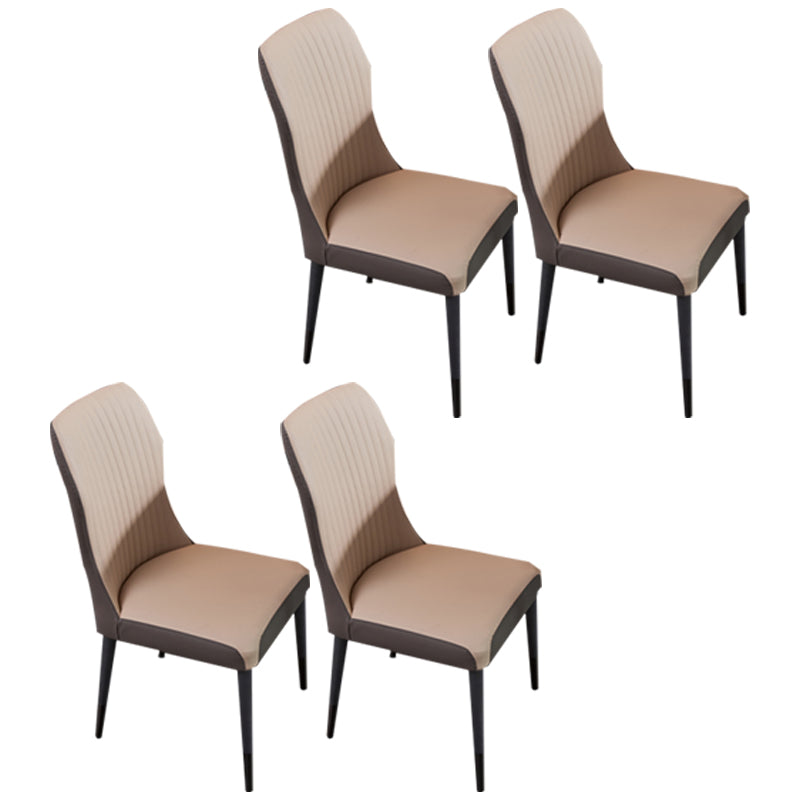 Contemporary Style Wooden Dining Chairs Kitchen Dining Armless Side Chairs Khaki 4 Piece Set Clearhalo ' kitchen&dining_furn' 'Dining Chairs' 'Dining Tables & Seating' 'dining_chair' 'furn' 'furn_dining_chair' 'Furniture' 'furniture_dining_chair' 'Kitchen & Dining Furniture' 'kitchen' 4458178