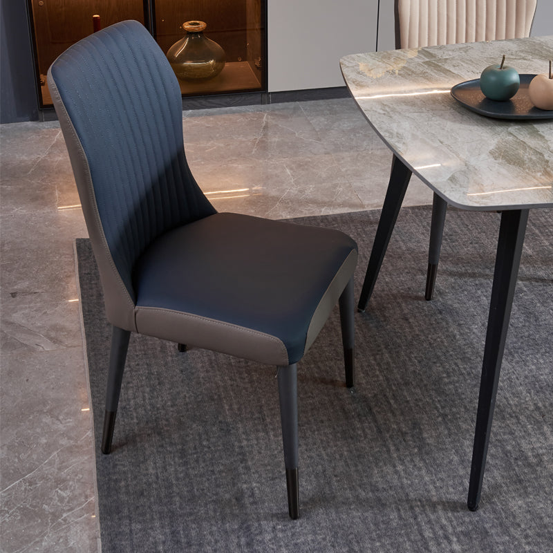 Contemporary Style Wooden Dining Chairs Kitchen Dining Armless Side Chairs Dark Blue 1 Piece Clearhalo ' kitchen&dining_furn' 'Dining Chairs' 'Dining Tables & Seating' 'dining_chair' 'furn' 'furn_dining_chair' 'Furniture' 'furniture_dining_chair' 'Kitchen & Dining Furniture' 'kitchen' 4458180