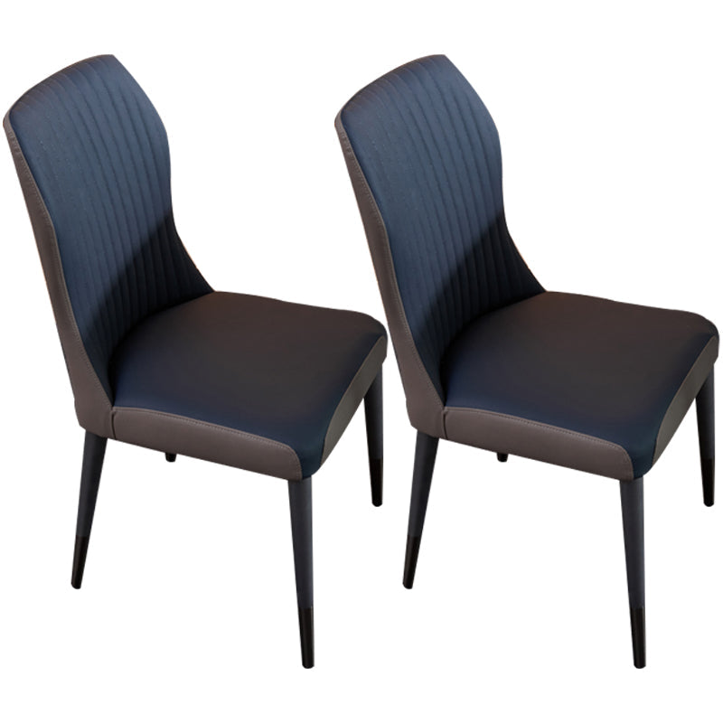 Contemporary Style Wooden Dining Chairs Kitchen Dining Armless Side Chairs Dark Blue 2 Piece Set Clearhalo ' kitchen&dining_furn' 'Dining Chairs' 'Dining Tables & Seating' 'dining_chair' 'furn' 'furn_dining_chair' 'Furniture' 'furniture_dining_chair' 'Kitchen & Dining Furniture' 'kitchen' 4458182