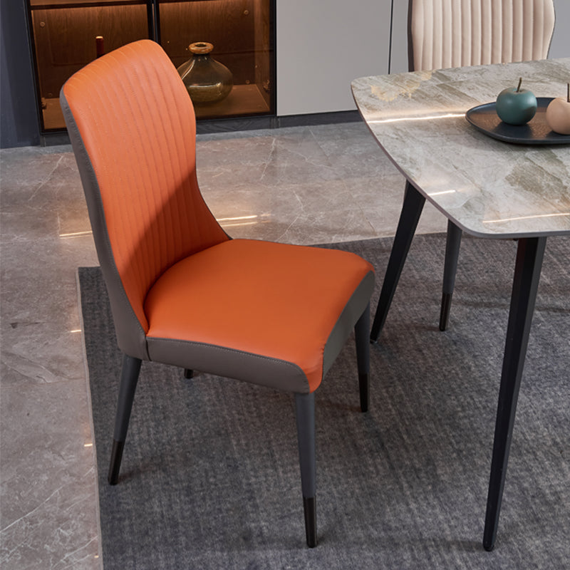 Contemporary Style Wooden Dining Chairs Kitchen Dining Armless Side Chairs Orange 1 Piece Clearhalo ' kitchen&dining_furn' 'Dining Chairs' 'Dining Tables & Seating' 'dining_chair' 'furn' 'furn_dining_chair' 'Furniture' 'furniture_dining_chair' 'Kitchen & Dining Furniture' 'kitchen' 4458187