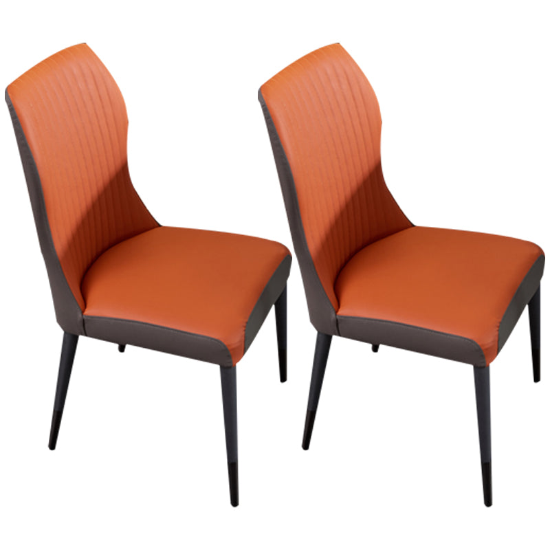 Contemporary Style Wooden Dining Chairs Kitchen Dining Armless Side Chairs Orange 2 Piece Set Clearhalo ' kitchen&dining_furn' 'Dining Chairs' 'Dining Tables & Seating' 'dining_chair' 'furn' 'furn_dining_chair' 'Furniture' 'furniture_dining_chair' 'Kitchen & Dining Furniture' 'kitchen' 4458188