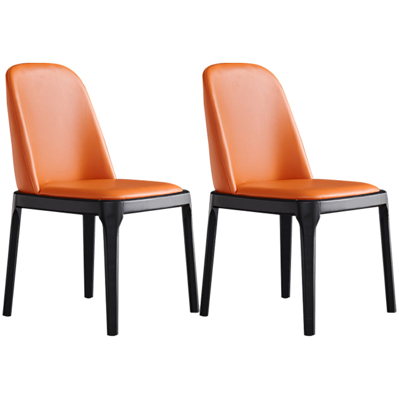 Industrial Leather Restaurant Side Chair Parsons Dining Chair Orange 2 Piece Set Black Clearhalo ' kitchen&dining_furn' 'Dining Chairs' 'Dining Tables & Seating' 'dining_chair' 'furn' 'furn_dining_chair' 'Furniture' 'furniture_dining_chair' 'Kitchen & Dining Furniture' 'kitchen' 4458202