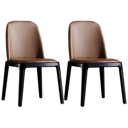 Industrial Leather Restaurant Side Chair Parsons Dining Chair Coffee 2 Piece Set Black Clearhalo ' kitchen&dining_furn' 'Dining Chairs' 'Dining Tables & Seating' 'dining_chair' 'furn' 'furn_dining_chair' 'Furniture' 'furniture_dining_chair' 'Kitchen & Dining Furniture' 'kitchen' 4458208