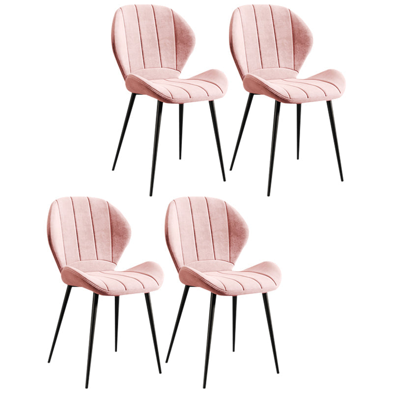 Scandinavian Upholstered Home Side Chair Wingback Matte Finish Dining Chair Pink 4 Piece Set Black Clearhalo ' kitchen&dining_furn' 'Dining Chairs' 'Dining Tables & Seating' 'dining_chair' 'furn' 'furn_dining_chair' 'Furniture' 'furniture_dining_chair' 'Kitchen & Dining Furniture' 'kitchen' 4458226