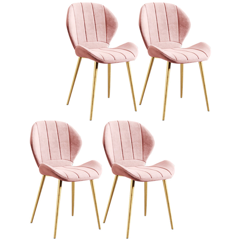 Scandinavian Upholstered Home Side Chair Wingback Matte Finish Dining Chair Pink 4 Piece Set Brass Gold Clearhalo ' kitchen&dining_furn' 'Dining Chairs' 'Dining Tables & Seating' 'dining_chair' 'furn' 'furn_dining_chair' 'Furniture' 'furniture_dining_chair' 'Kitchen & Dining Furniture' 'kitchen' 4458228