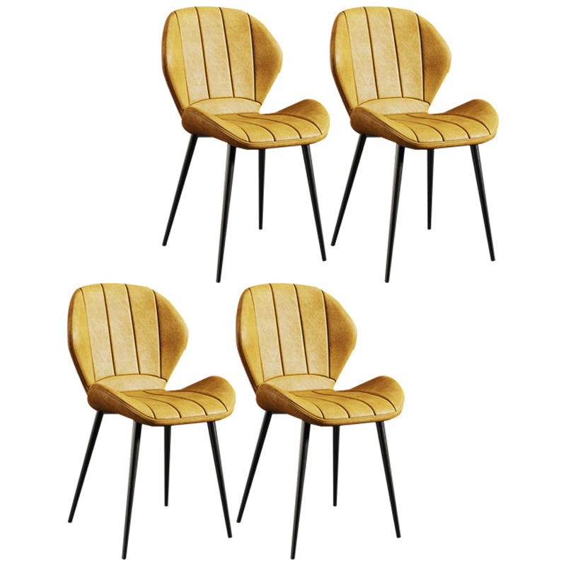Scandinavian Upholstered Home Side Chair Wingback Matte Finish Dining Chair Yellow 4 Piece Set Black Clearhalo ' kitchen&dining_furn' 'Dining Chairs' 'Dining Tables & Seating' 'dining_chair' 'furn' 'furn_dining_chair' 'Furniture' 'furniture_dining_chair' 'Kitchen & Dining Furniture' 'kitchen' 4458230