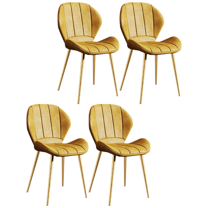 Scandinavian Upholstered Home Side Chair Wingback Matte Finish Dining Chair Yellow 4 Piece Set Brass Gold Clearhalo ' kitchen&dining_furn' 'Dining Chairs' 'Dining Tables & Seating' 'dining_chair' 'furn' 'furn_dining_chair' 'Furniture' 'furniture_dining_chair' 'Kitchen & Dining Furniture' 'kitchen' 4458232
