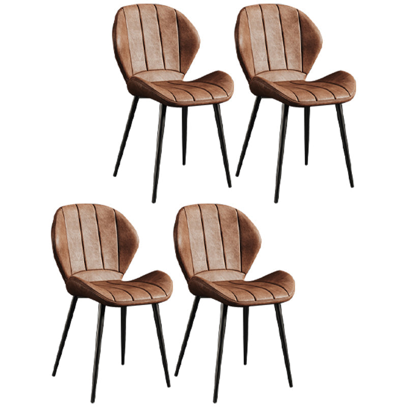 Scandinavian Upholstered Home Side Chair Wingback Matte Finish Dining Chair Brown 4 Piece Set Black Clearhalo ' kitchen&dining_furn' 'Dining Chairs' 'Dining Tables & Seating' 'dining_chair' 'furn' 'furn_dining_chair' 'Furniture' 'furniture_dining_chair' 'Kitchen & Dining Furniture' 'kitchen' 4458233