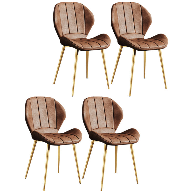 Scandinavian Upholstered Home Side Chair Wingback Matte Finish Dining Chair Brown 4 Piece Set Brass Gold Clearhalo ' kitchen&dining_furn' 'Dining Chairs' 'Dining Tables & Seating' 'dining_chair' 'furn' 'furn_dining_chair' 'Furniture' 'furniture_dining_chair' 'Kitchen & Dining Furniture' 'kitchen' 4458234