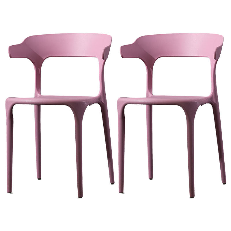 Scandinavian Plastic Dining Kitchen Room Armchair Open Back Chair Pink 2 Piece Set Clearhalo ' kitchen&dining_furn' 'Dining Chairs' 'Dining Tables & Seating' 'dining_chair' 'furn' 'furn_dining_chair' 'Furniture' 'furniture_dining_chair' 'Kitchen & Dining Furniture' 'kitchen' 4458248