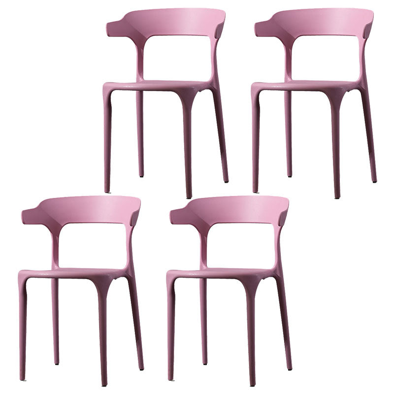 Scandinavian Plastic Dining Kitchen Room Armchair Open Back Chair Pink 4 Piece Set Clearhalo ' kitchen&dining_furn' 'Dining Chairs' 'Dining Tables & Seating' 'dining_chair' 'furn' 'furn_dining_chair' 'Furniture' 'furniture_dining_chair' 'Kitchen & Dining Furniture' 'kitchen' 4458250