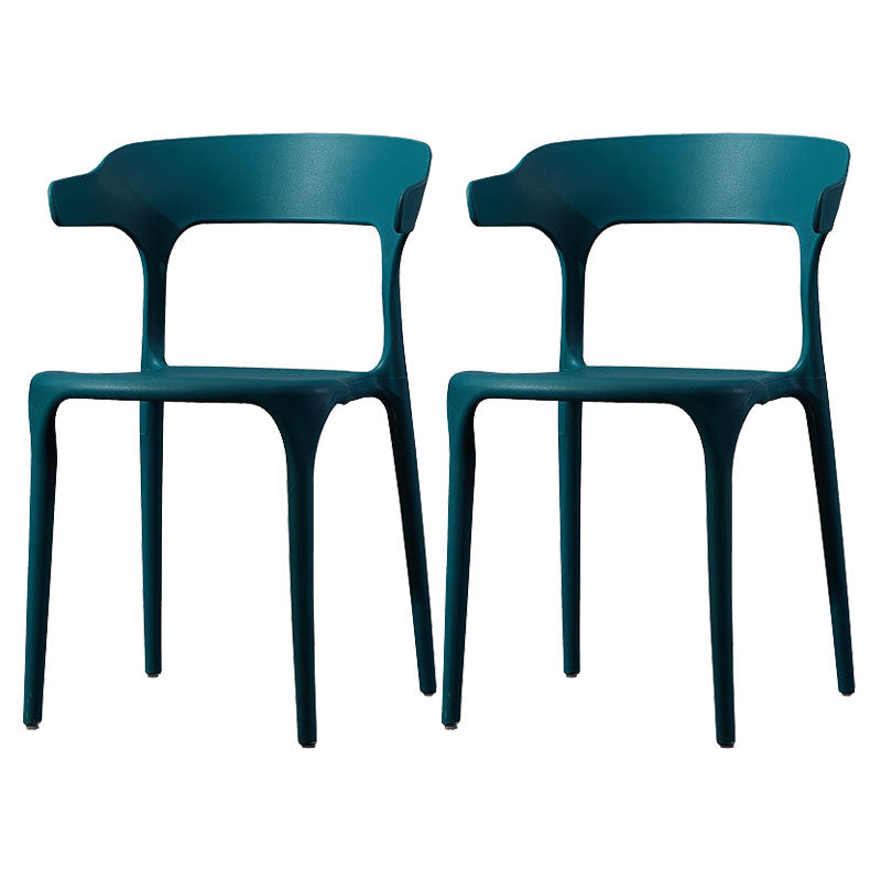 Scandinavian Plastic Dining Kitchen Room Armchair Open Back Chair Dark Blue 2 Piece Set Clearhalo ' kitchen&dining_furn' 'Dining Chairs' 'Dining Tables & Seating' 'dining_chair' 'furn' 'furn_dining_chair' 'Furniture' 'furniture_dining_chair' 'Kitchen & Dining Furniture' 'kitchen' 4458254