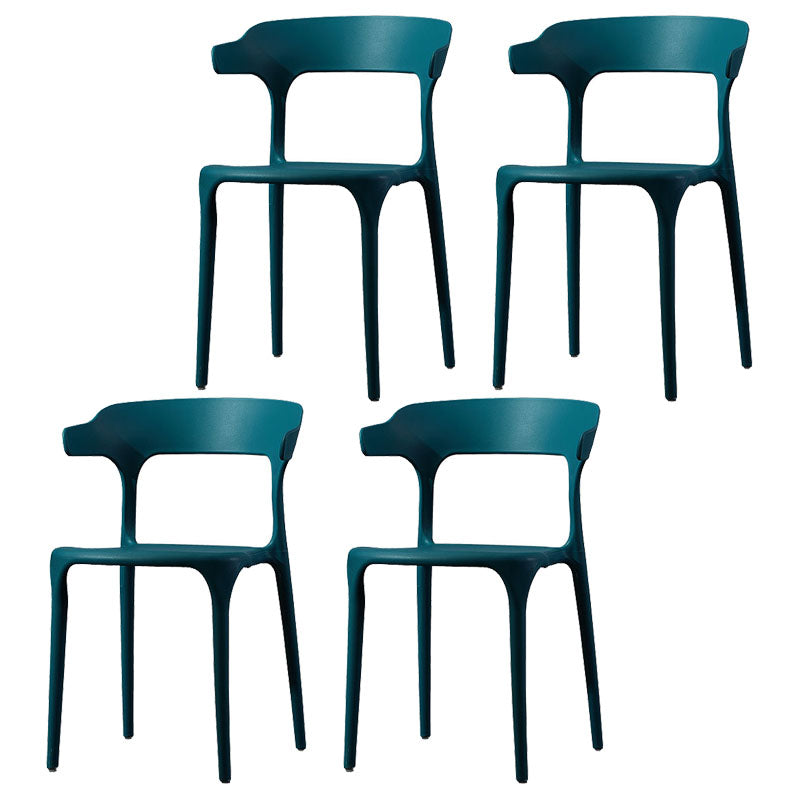 Scandinavian Plastic Dining Kitchen Room Armchair Open Back Chair Dark Blue 4 Piece Set Clearhalo ' kitchen&dining_furn' 'Dining Chairs' 'Dining Tables & Seating' 'dining_chair' 'furn' 'furn_dining_chair' 'Furniture' 'furniture_dining_chair' 'Kitchen & Dining Furniture' 'kitchen' 4458257