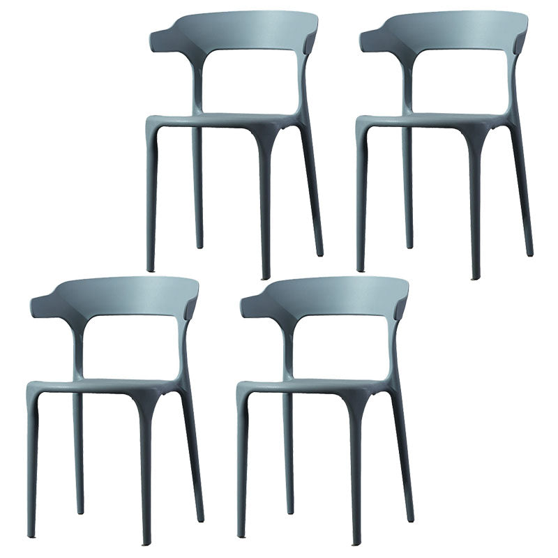 Scandinavian Plastic Dining Kitchen Room Armchair Open Back Chair Dark Gray 4 Piece Set Clearhalo ' kitchen&dining_furn' 'Dining Chairs' 'Dining Tables & Seating' 'dining_chair' 'furn' 'furn_dining_chair' 'Furniture' 'furniture_dining_chair' 'Kitchen & Dining Furniture' 'kitchen' 4458269