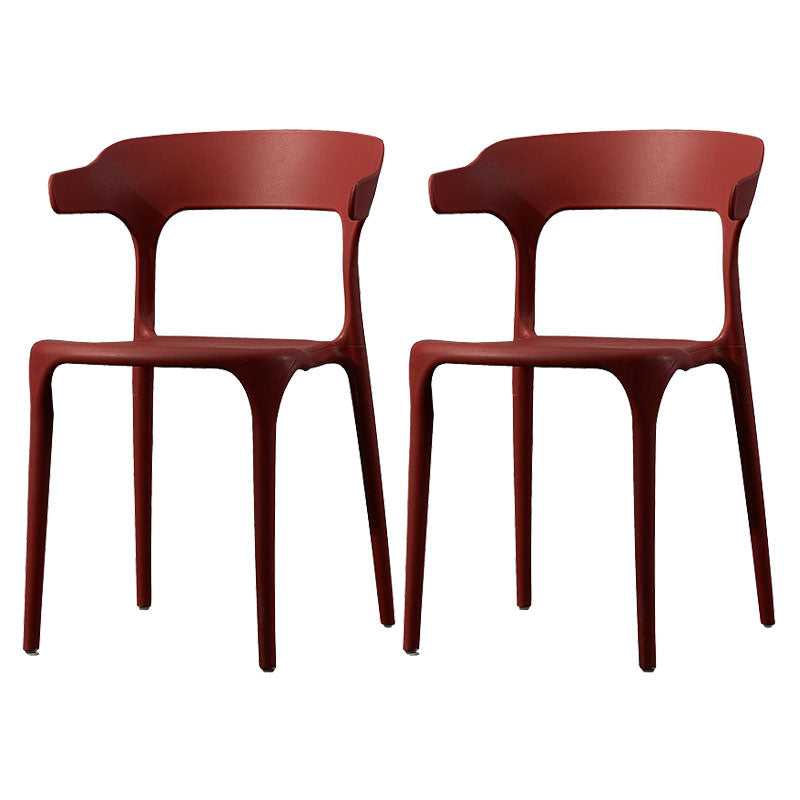 Scandinavian Plastic Dining Kitchen Room Armchair Open Back Chair Red 2 Piece Set Clearhalo ' kitchen&dining_furn' 'Dining Chairs' 'Dining Tables & Seating' 'dining_chair' 'furn' 'furn_dining_chair' 'Furniture' 'furniture_dining_chair' 'Kitchen & Dining Furniture' 'kitchen' 4458272