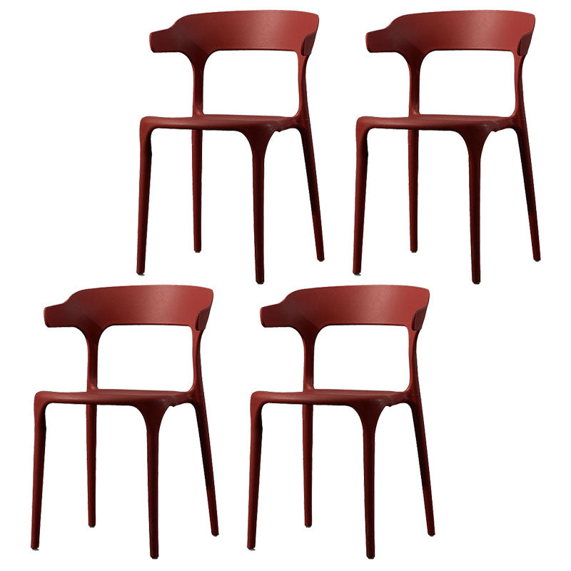 Scandinavian Plastic Dining Kitchen Room Armchair Open Back Chair Red 4 Piece Set Clearhalo ' kitchen&dining_furn' 'Dining Chairs' 'Dining Tables & Seating' 'dining_chair' 'furn' 'furn_dining_chair' 'Furniture' 'furniture_dining_chair' 'Kitchen & Dining Furniture' 'kitchen' 4458273