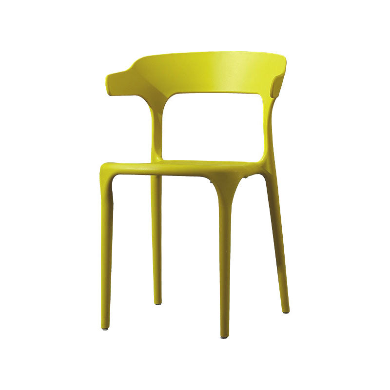 Scandinavian Plastic Dining Kitchen Room Armchair Open Back Chair Yellow 1 Piece Clearhalo ' kitchen&dining_furn' 'Dining Chairs' 'Dining Tables & Seating' 'dining_chair' 'furn' 'furn_dining_chair' 'Furniture' 'furniture_dining_chair' 'Kitchen & Dining Furniture' 'kitchen' 4458274