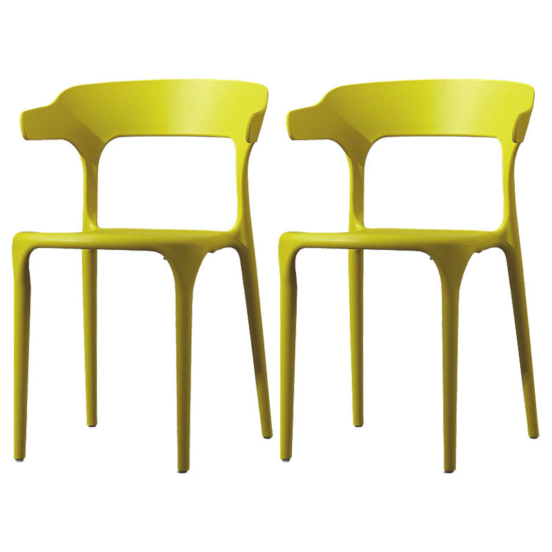 Scandinavian Plastic Dining Kitchen Room Armchair Open Back Chair Yellow 2 Piece Set Clearhalo ' kitchen&dining_furn' 'Dining Chairs' 'Dining Tables & Seating' 'dining_chair' 'furn' 'furn_dining_chair' 'Furniture' 'furniture_dining_chair' 'Kitchen & Dining Furniture' 'kitchen' 4458275