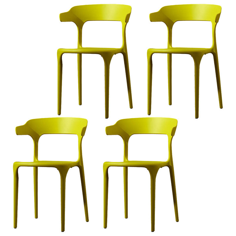 Scandinavian Plastic Dining Kitchen Room Armchair Open Back Chair Yellow 4 Piece Set Clearhalo ' kitchen&dining_furn' 'Dining Chairs' 'Dining Tables & Seating' 'dining_chair' 'furn' 'furn_dining_chair' 'Furniture' 'furniture_dining_chair' 'Kitchen & Dining Furniture' 'kitchen' 4458276