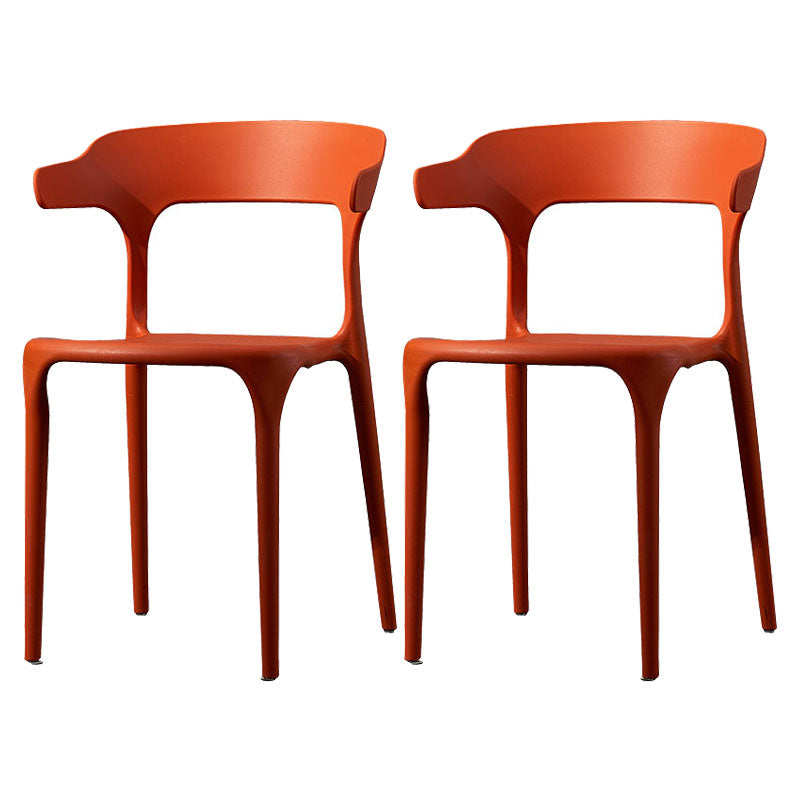 Scandinavian Plastic Dining Kitchen Room Armchair Open Back Chair Orange 2 Piece Set Clearhalo ' kitchen&dining_furn' 'Dining Chairs' 'Dining Tables & Seating' 'dining_chair' 'furn' 'furn_dining_chair' 'Furniture' 'furniture_dining_chair' 'Kitchen & Dining Furniture' 'kitchen' 4458281