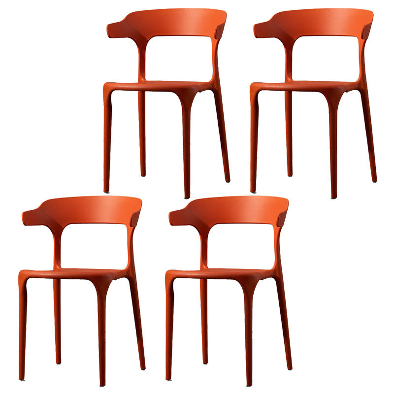 Scandinavian Plastic Dining Kitchen Room Armchair Open Back Chair Orange 4 Piece Set Clearhalo ' kitchen&dining_furn' 'Dining Chairs' 'Dining Tables & Seating' 'dining_chair' 'furn' 'furn_dining_chair' 'Furniture' 'furniture_dining_chair' 'Kitchen & Dining Furniture' 'kitchen' 4458282