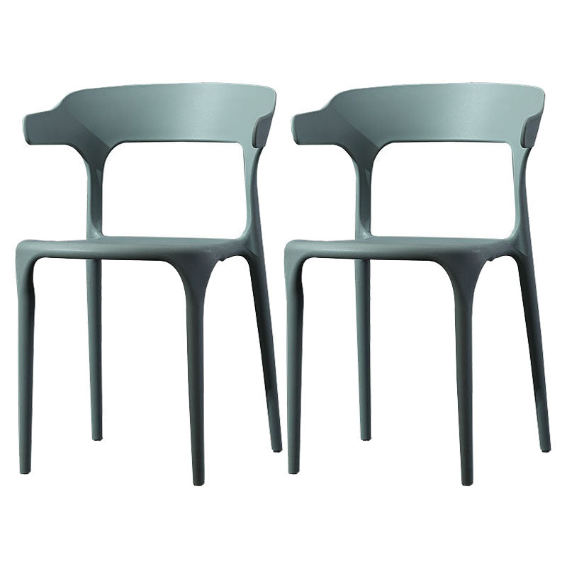 Scandinavian Plastic Dining Kitchen Room Armchair Open Back Chair Light Gray 2 Piece Set Clearhalo ' kitchen&dining_furn' 'Dining Chairs' 'Dining Tables & Seating' 'dining_chair' 'furn' 'furn_dining_chair' 'Furniture' 'furniture_dining_chair' 'Kitchen & Dining Furniture' 'kitchen' 4458287