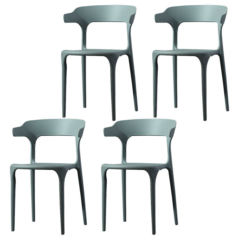 Scandinavian Plastic Dining Kitchen Room Armchair Open Back Chair Light Gray 4 Piece Set Clearhalo ' kitchen&dining_furn' 'Dining Chairs' 'Dining Tables & Seating' 'dining_chair' 'furn' 'furn_dining_chair' 'Furniture' 'furniture_dining_chair' 'Kitchen & Dining Furniture' 'kitchen' 4458288