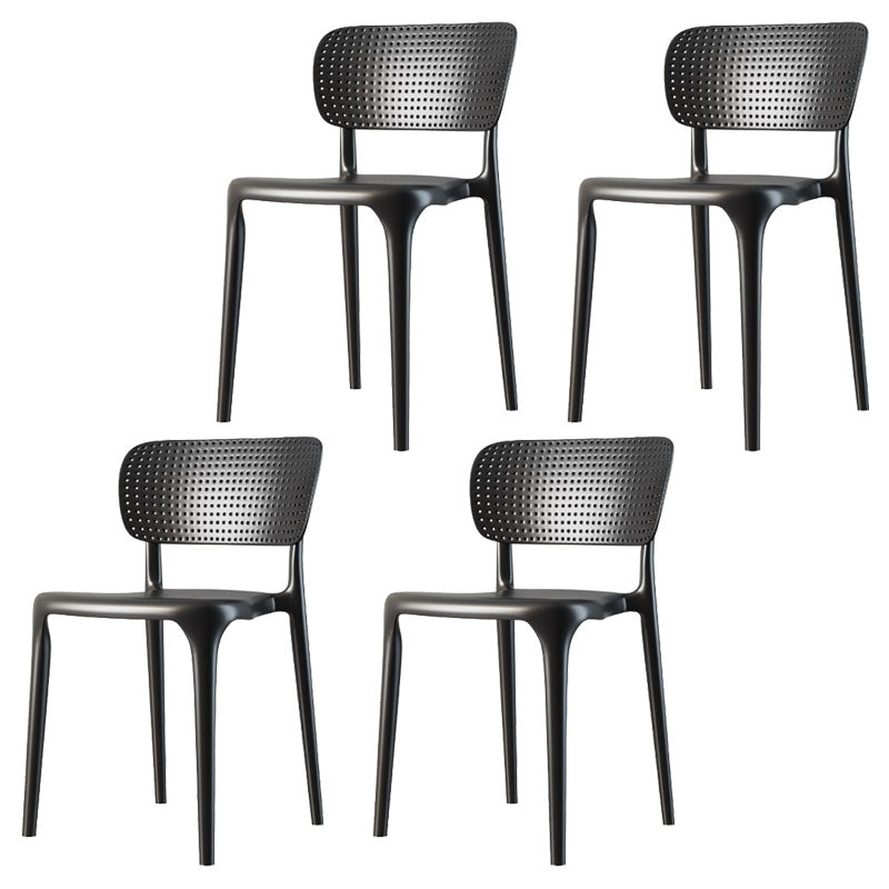 Contemporary Plastic Kitchen Dining Room Side Chair Open Back Chair Black Set of 4 Clearhalo ' kitchen&dining_furn' 'Dining Chairs' 'Dining Tables & Seating' 'dining_chair' 'Furniture' 'furniture_dining_chair' 'Kitchen & Dining Furniture' 'kitchen' 4458294