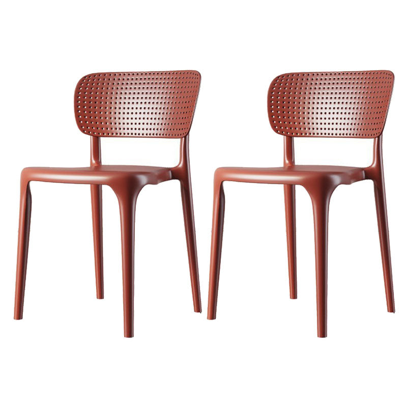 Contemporary Plastic Kitchen Dining Room Side Chair Open Back Chair Red Set of 2 Clearhalo ' kitchen&dining_furn' 'Dining Chairs' 'Dining Tables & Seating' 'dining_chair' 'Furniture' 'furniture_dining_chair' 'Kitchen & Dining Furniture' 'kitchen' 4458298