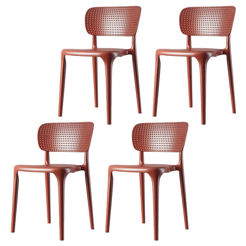 Contemporary Plastic Kitchen Dining Room Side Chair Open Back Chair Red Set of 4 Clearhalo ' kitchen&dining_furn' 'Dining Chairs' 'Dining Tables & Seating' 'dining_chair' 'Furniture' 'furniture_dining_chair' 'Kitchen & Dining Furniture' 'kitchen' 4458300