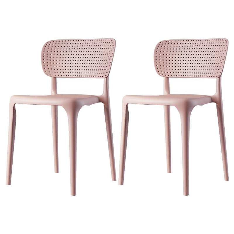 Contemporary Plastic Kitchen Dining Room Side Chair Open Back Chair Pink Set of 2 Clearhalo ' kitchen&dining_furn' 'Dining Chairs' 'Dining Tables & Seating' 'dining_chair' 'Furniture' 'furniture_dining_chair' 'Kitchen & Dining Furniture' 'kitchen' 4458304
