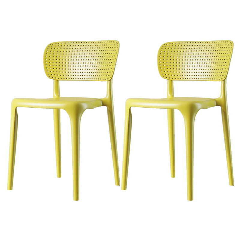Contemporary Plastic Kitchen Dining Room Side Chair Open Back Chair Yellow Set of 2 Clearhalo ' kitchen&dining_furn' 'Dining Chairs' 'Dining Tables & Seating' 'dining_chair' 'Furniture' 'furniture_dining_chair' 'Kitchen & Dining Furniture' 'kitchen' 4458313