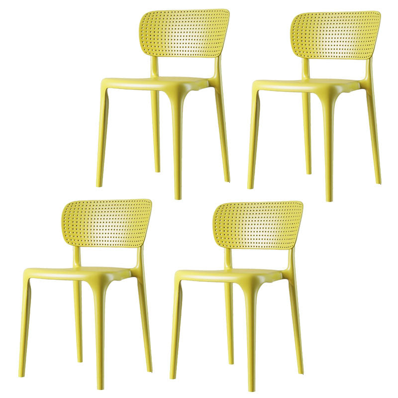 Contemporary Plastic Kitchen Dining Room Side Chair Open Back Chair Yellow Set of 4 Clearhalo ' kitchen&dining_furn' 'Dining Chairs' 'Dining Tables & Seating' 'dining_chair' 'Furniture' 'furniture_dining_chair' 'Kitchen & Dining Furniture' 'kitchen' 4458314