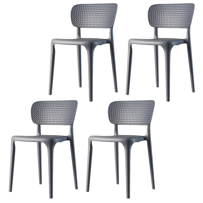Contemporary Plastic Kitchen Dining Room Side Chair Open Back Chair Grey Set of 4 Clearhalo ' kitchen&dining_furn' 'Dining Chairs' 'Dining Tables & Seating' 'dining_chair' 'Furniture' 'furniture_dining_chair' 'Kitchen & Dining Furniture' 'kitchen' 4458320