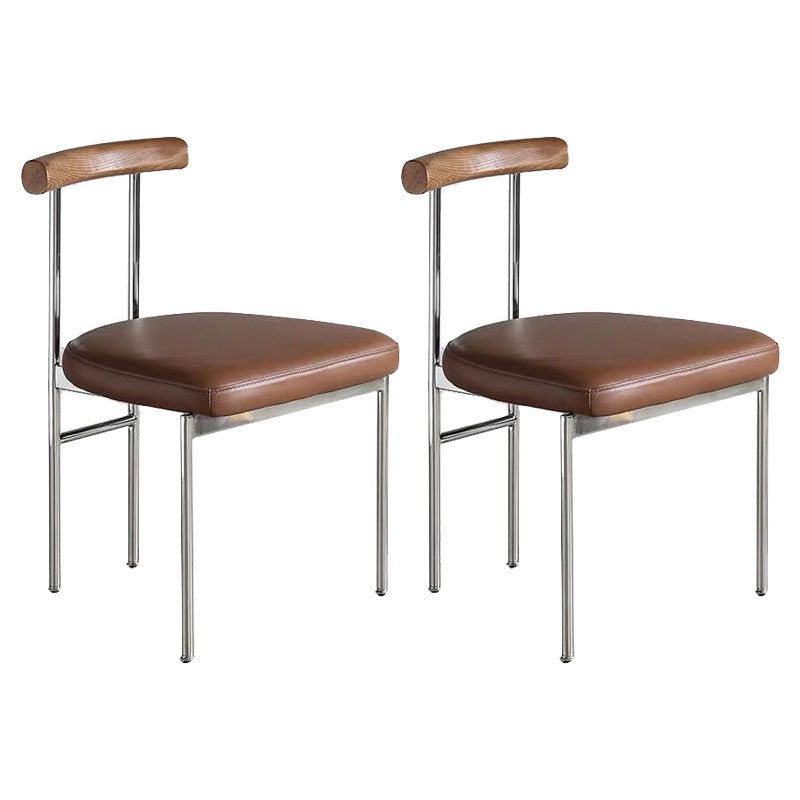 Nordic Style Metal Dining Room Chair Open Back Dining Side Chair for Restaurant Use Coffee 2 Piece Set Clearhalo ' kitchen&dining_furn' 'Dining Chairs' 'Dining Tables & Seating' 'dining_chair' 'furn' 'furn_dining_chair' 'Furniture' 'furniture_dining_chair' 'Kitchen & Dining Furniture' 'kitchen' 4458326