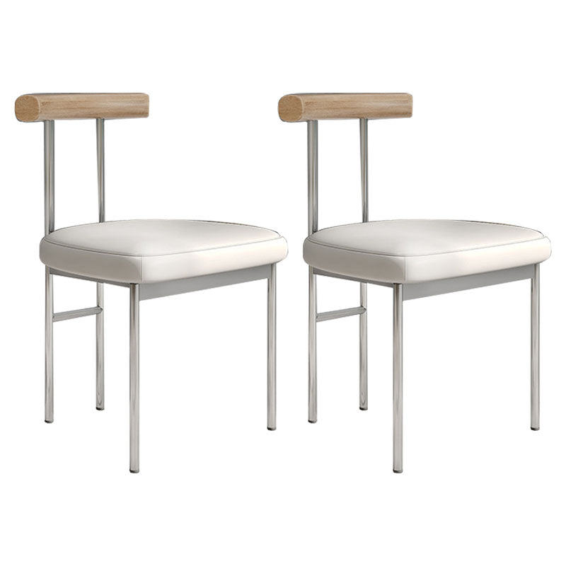 Nordic Style Metal Dining Room Chair Open Back Dining Side Chair for Restaurant Use White-Silver 2 Piece Set Clearhalo ' kitchen&dining_furn' 'Dining Chairs' 'Dining Tables & Seating' 'dining_chair' 'furn' 'furn_dining_chair' 'Furniture' 'furniture_dining_chair' 'Kitchen & Dining Furniture' 'kitchen' 4458327