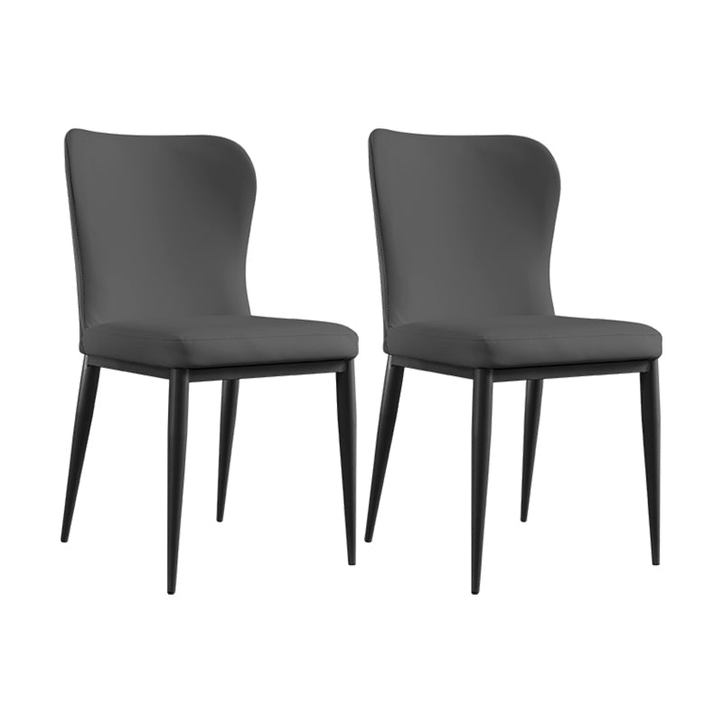 Contemporary Solid Back Dining Side Chairs Leather Dining Side Chair for Kitchen Grey 2 Piece Set Clearhalo ' kitchen&dining_furn' 'Dining Chairs' 'Dining Tables & Seating' 'dining_chair' 'furn' 'furn_dining_chair' 'Furniture' 'furniture_dining_chair' 'Kitchen & Dining Furniture' 'kitchen' 4458347