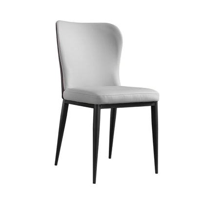 Contemporary Solid Back Dining Side Chairs Leather Dining Side Chair for Kitchen Light Gray 1 Piece Clearhalo ' kitchen&dining_furn' 'Dining Chairs' 'Dining Tables & Seating' 'dining_chair' 'furn' 'furn_dining_chair' 'Furniture' 'furniture_dining_chair' 'Kitchen & Dining Furniture' 'kitchen' 4458351