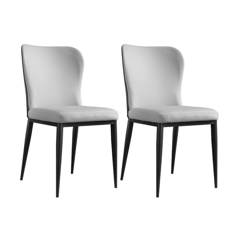 Contemporary Solid Back Dining Side Chairs Leather Dining Side Chair for Kitchen Light Gray 2 Piece Set Clearhalo ' kitchen&dining_furn' 'Dining Chairs' 'Dining Tables & Seating' 'dining_chair' 'furn' 'furn_dining_chair' 'Furniture' 'furniture_dining_chair' 'Kitchen & Dining Furniture' 'kitchen' 4458352