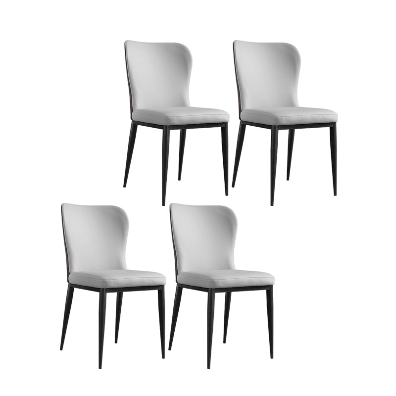 Contemporary Solid Back Dining Side Chairs Leather Dining Side Chair for Kitchen Light Gray 4 Piece Set Clearhalo ' kitchen&dining_furn' 'Dining Chairs' 'Dining Tables & Seating' 'dining_chair' 'furn' 'furn_dining_chair' 'Furniture' 'furniture_dining_chair' 'Kitchen & Dining Furniture' 'kitchen' 4458354
