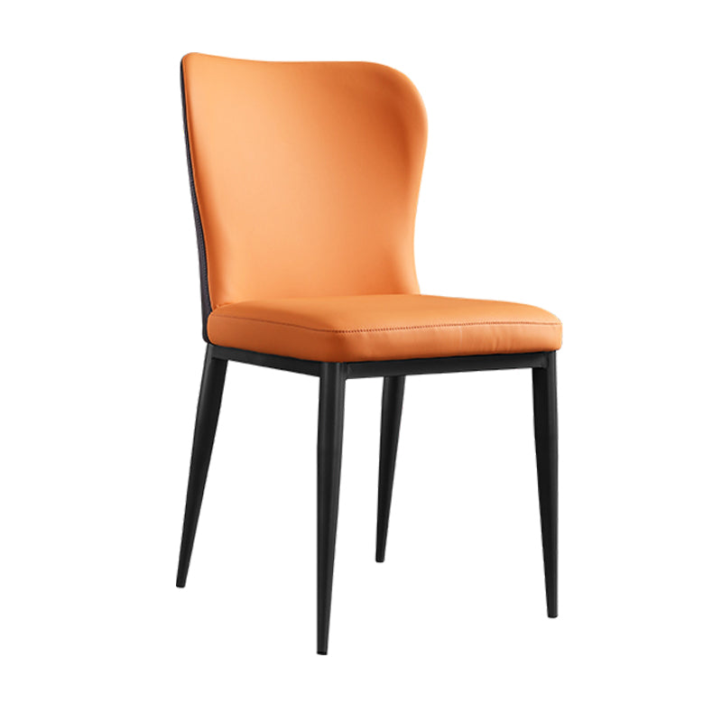 Contemporary Solid Back Dining Side Chairs Leather Dining Side Chair for Kitchen Orange 1 Piece Clearhalo ' kitchen&dining_furn' 'Dining Chairs' 'Dining Tables & Seating' 'dining_chair' 'furn' 'furn_dining_chair' 'Furniture' 'furniture_dining_chair' 'Kitchen & Dining Furniture' 'kitchen' 4458362