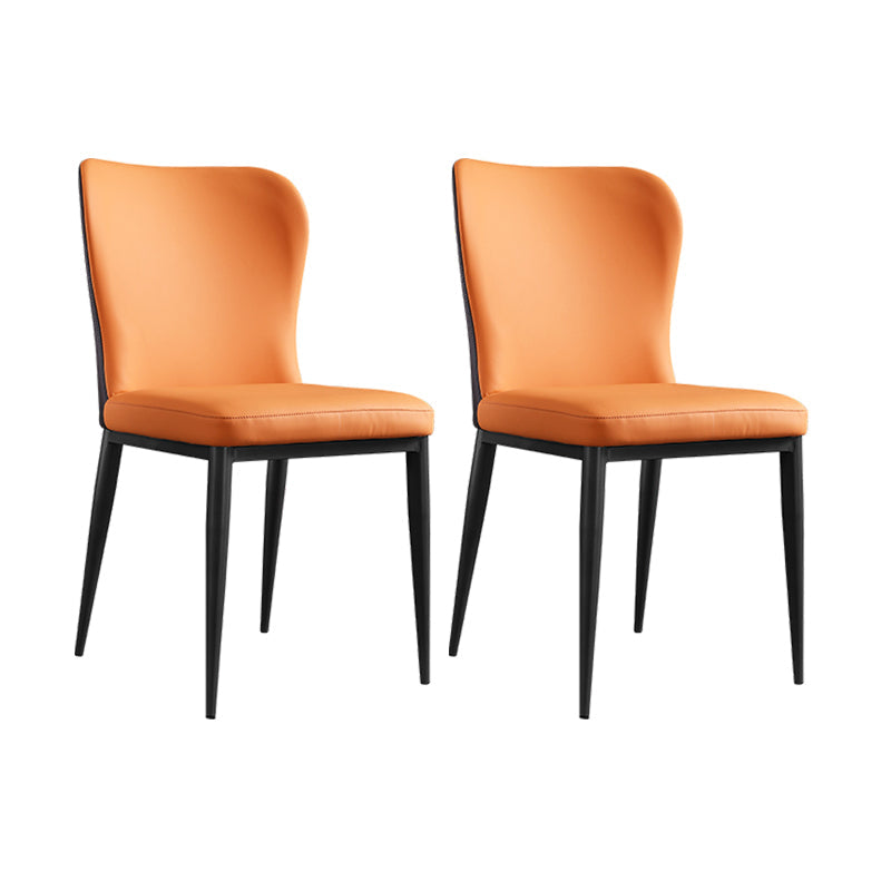 Contemporary Solid Back Dining Side Chairs Leather Dining Side Chair for Kitchen Orange 2 Piece Set Clearhalo ' kitchen&dining_furn' 'Dining Chairs' 'Dining Tables & Seating' 'dining_chair' 'furn' 'furn_dining_chair' 'Furniture' 'furniture_dining_chair' 'Kitchen & Dining Furniture' 'kitchen' 4458364