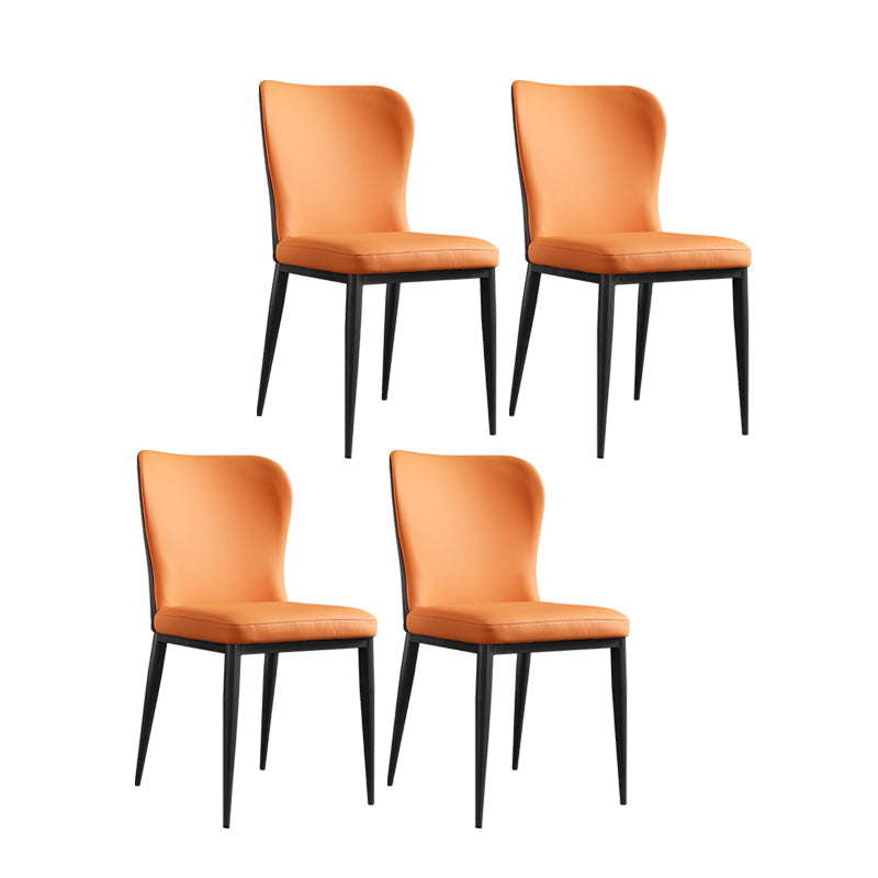 Contemporary Solid Back Dining Side Chairs Leather Dining Side Chair for Kitchen Orange 4 Piece Set Clearhalo ' kitchen&dining_furn' 'Dining Chairs' 'Dining Tables & Seating' 'dining_chair' 'furn' 'furn_dining_chair' 'Furniture' 'furniture_dining_chair' 'Kitchen & Dining Furniture' 'kitchen' 4458366